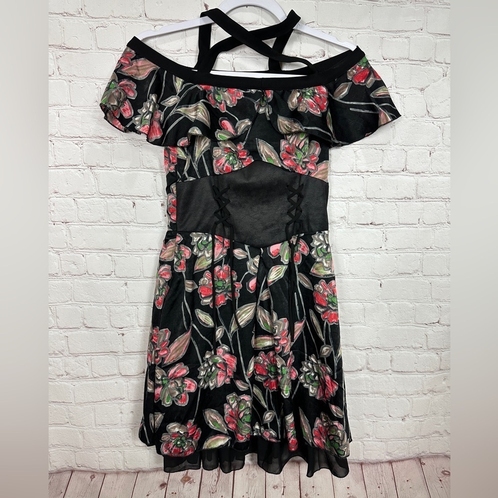 Aporia.As croquet witchy fairy floral print satin dress, sz XS, GUC‎